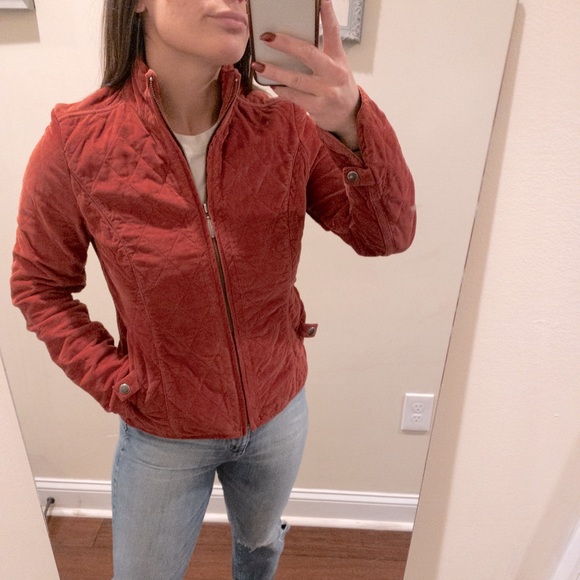 Eddie Bauer Corduroy Quilted Coral Zip-up Jacket - Picture 2 of 11